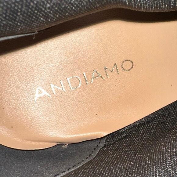 Andiamo Ankle Heel Boots 3" Stacked heel Sparkle beaded Lattice Faux Suede sz 10 - Picture 7 of 9